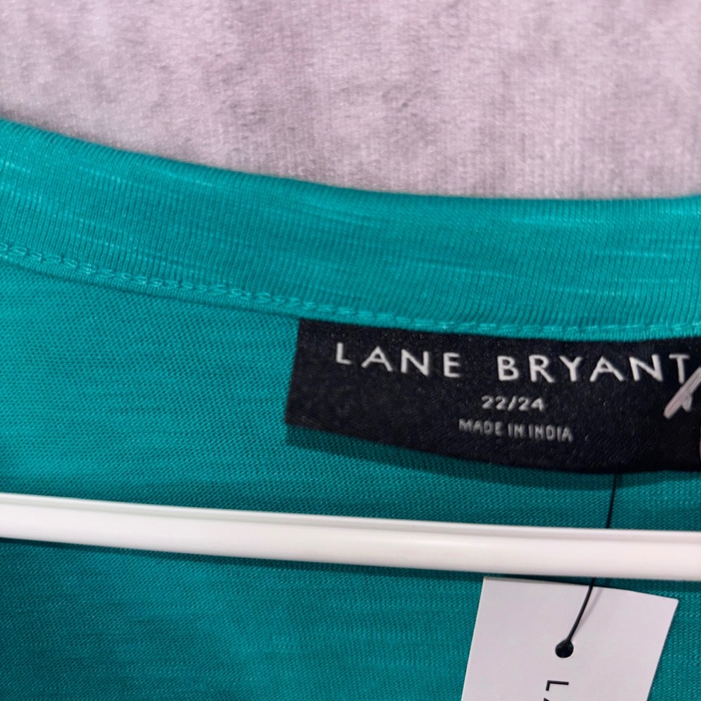 NWT Lane Bryant Women 22/24 Green Geometric Boho Top - Picture 5 of 7